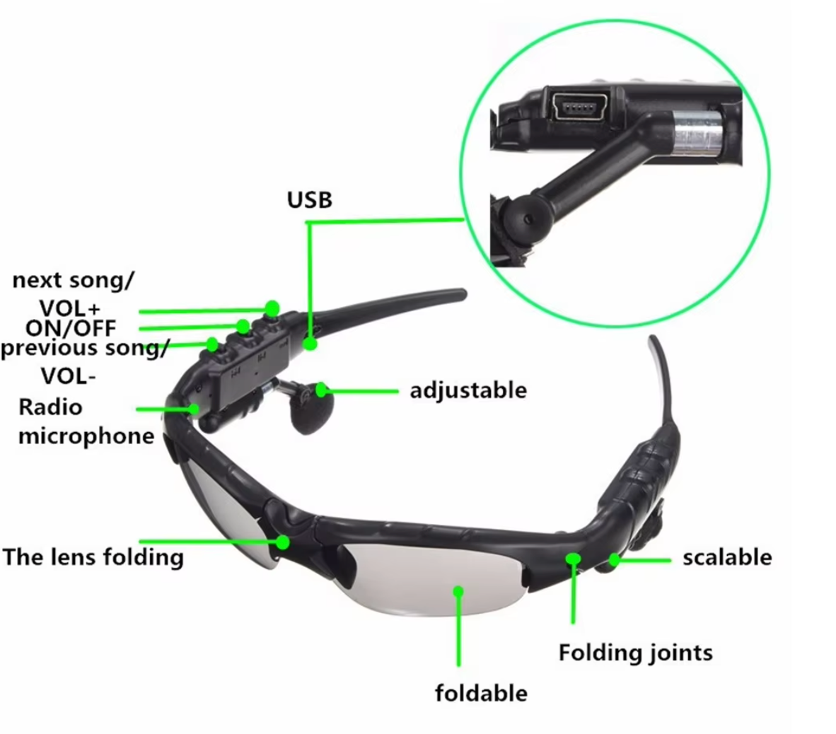 Lentes Con Audífonos Bluetooth